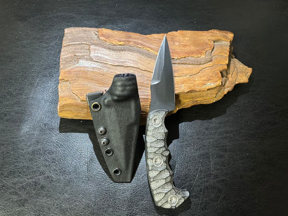 Half Face Blades Humint Fixed Blade Knife Gray Micarta (3" Black Cerakote)